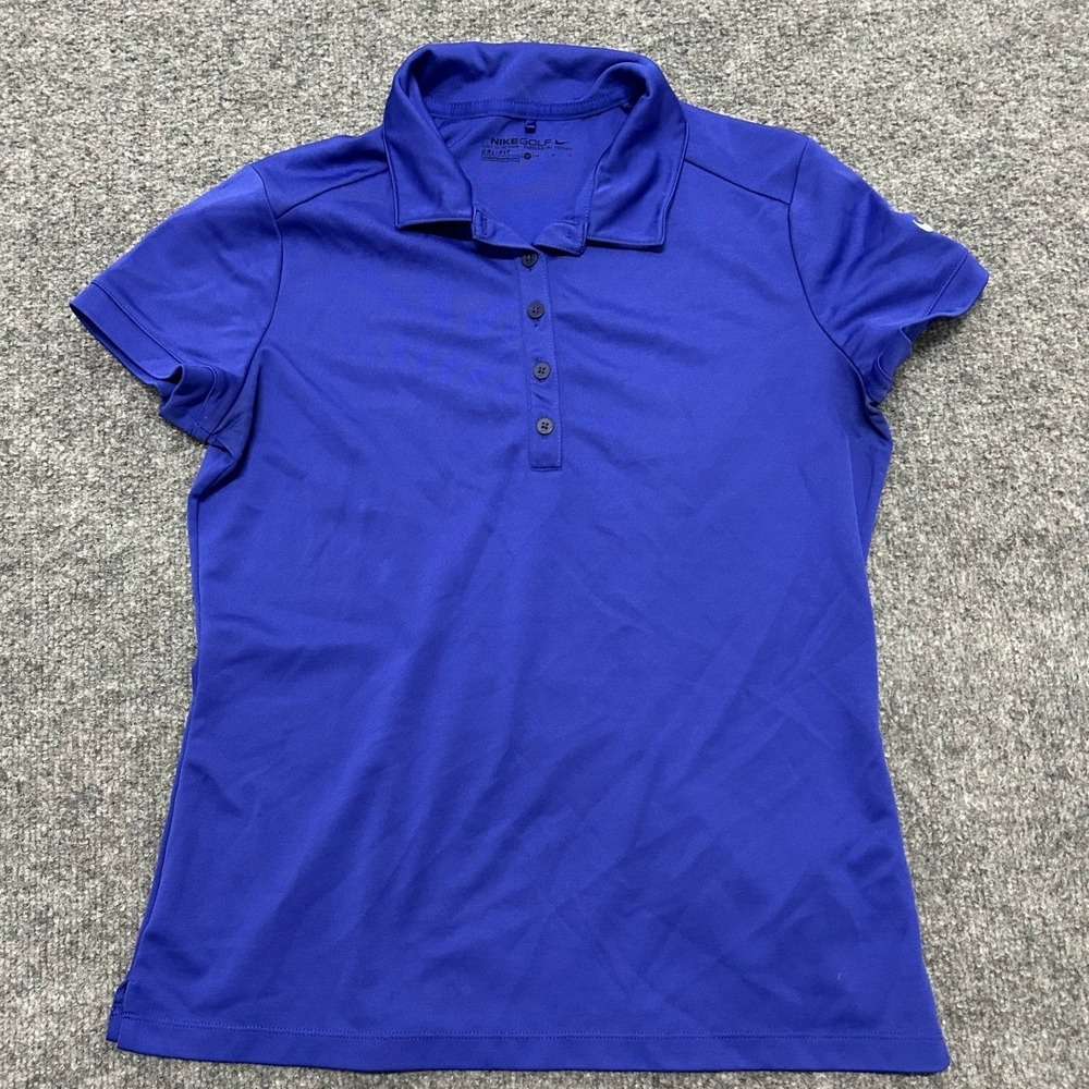 Nike Polo Womens Size M Blue Dri-Fit Short Sleeve Athletic Golf Shirt 63471